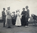 Sheringham 1913 STEPHANE ZARIFI - NETTA ZARIFI (née Vlasto) - GEORGE DEMETRIADI - NELLIE DEMETRIADI (née Ionides) - Unidentified lady in white - ANGELIQUE ZARIFI (née Vagliano) - Unidentified man